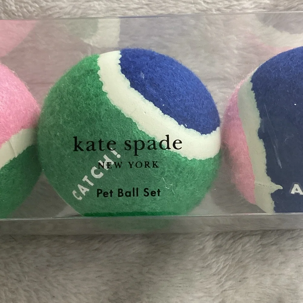 Kate Spade Pink Green and Blue Pet Tennis Ball Set